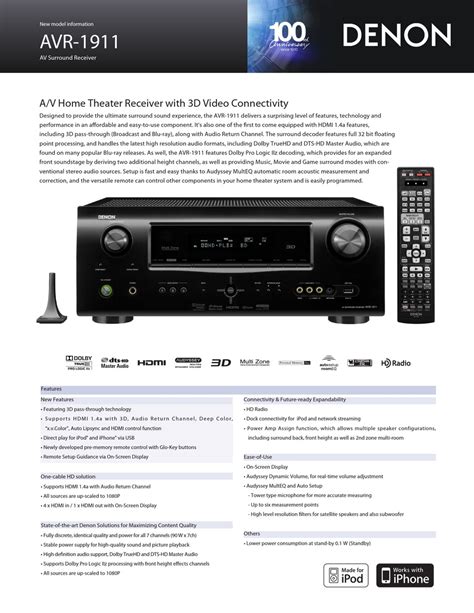 DENON AVR-1911 SPECIFICATIONS Pdf Download | ManualsLib