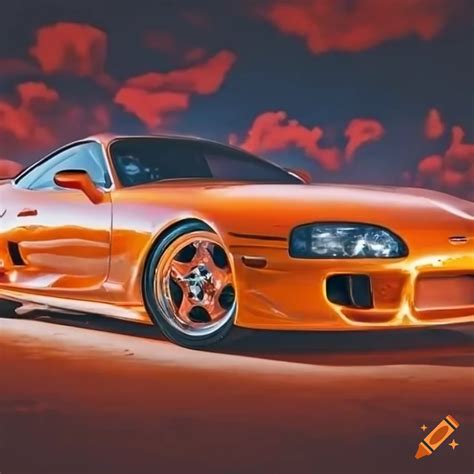 Candy orange supra mk4 in a beautiful setting