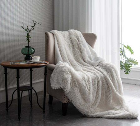 Off White Luxury Super Soft Fluffy Fur Throw Blanket Large Sofa Bed ...