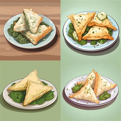 Premium Vector | Baked_spinach_and_feta_phyllo_triangles