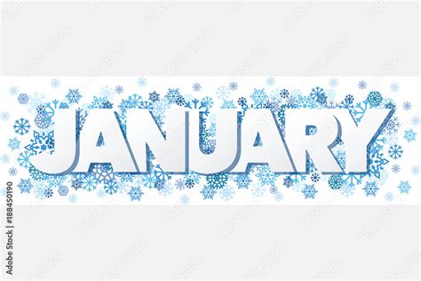 January Single Word With Snowflakes Banner Vector Illustration 1 Stock Vector | Adobe Stock