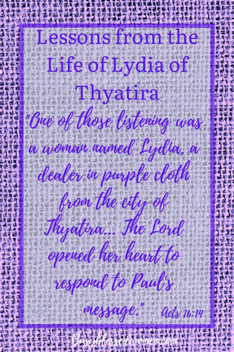 Lydia of Thyatira - Busy Blessed Women