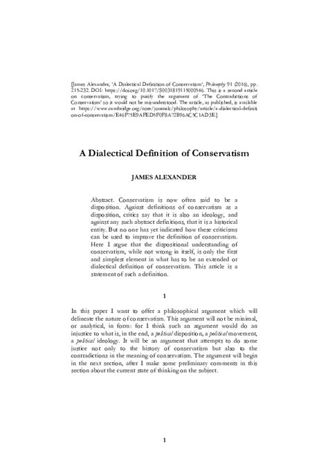 (PDF) A Dialectical Definition of Conservatism (Philosophy, 2016) | James Alexander - Academia.edu