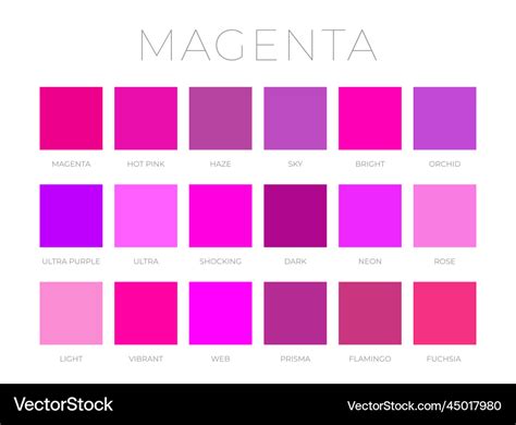 Magenta color shades swatches Royalty Free Vector Image