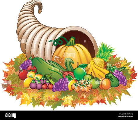 Horn of plenty cornucopia with vegetables and fruits Stock Vector Image & Art - Alamy