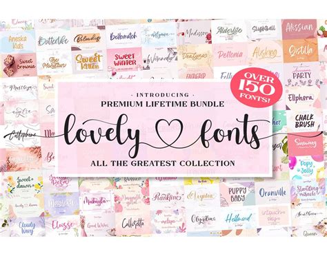 150 Lovely Script Font Bundle Font SVG Cricuts Fonts Swirl Calligraphy ...