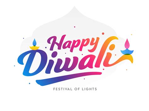 Gradient Happy Diwali Font with Oil Lamps on White Background. 23072350 Vector Art at Vecteezy