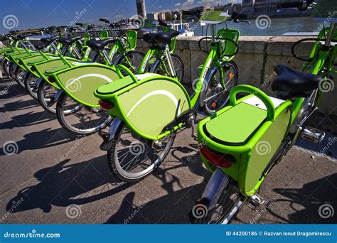 Bicycle Rental Row Of Bikes Park Outdoor Urban Public Facility Royalty ...