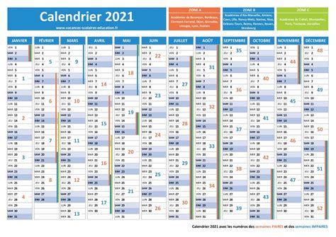 Semaine Paire - Semaine impaire : calendrier 2020-2021