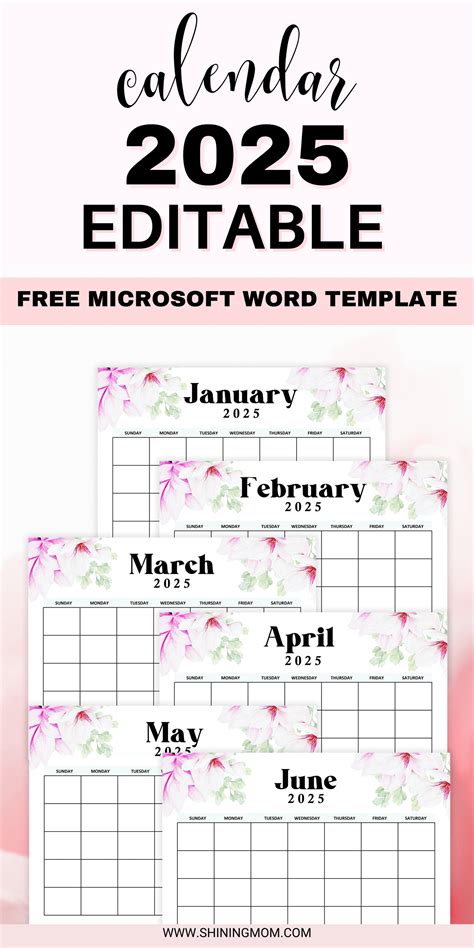 Editable January To December 2025 Calendar Word Document - Glenn Melonie