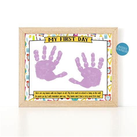 First Day of School Handprint Art Back to School Printable - Etsy