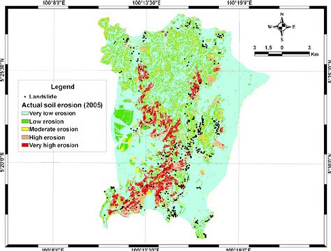 Soil erosion map of 2005 with landslides locations | Download Scientific Diagram