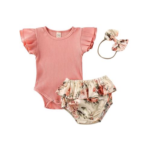 ADLEY Floral Outfit with Headband | Summer baby clothes, Cute baby ...