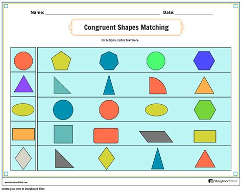 Congruent Shapes Worksheet with Colorful Shapes