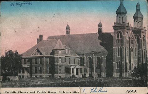 Catholic Church and Parish House Melrose, MN Postcard