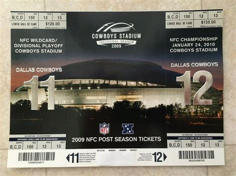 2009 DALLAS COWBOYS PLAYOFF TICKET STUB STRIP Inaugural Season RARE ...