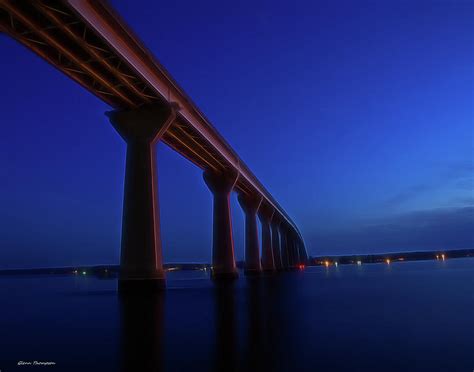 Solomons Island Bridge At Night Photograph by Glenn Thompson - Fine Art ...