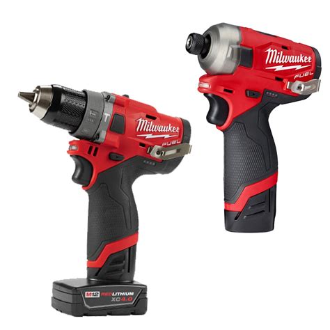 Milwaukee Tool M12 FUEL 12V Lithium-Ion Brushless Cordless Surge Impact & Drill Combo Kit ...