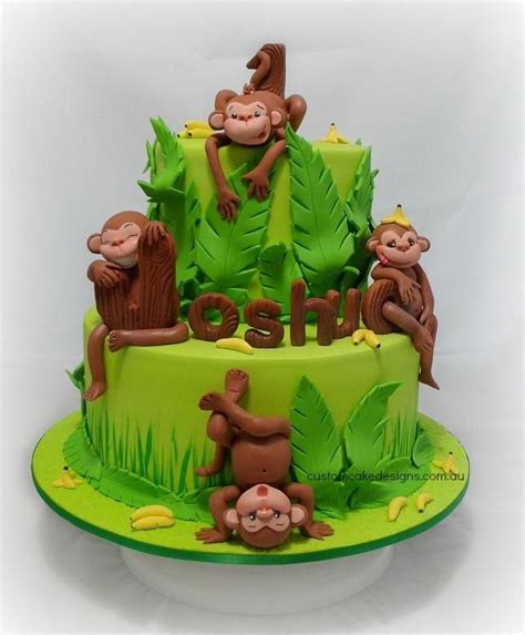 Cheeky Monkeys 1st Birthday Cake | Monkey birthday cakes, 1st birthday cakes, First birthday cakes