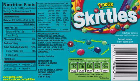 Skittles | Skittles, Food labels, Nutrition facts