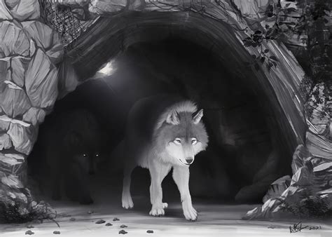 ArtStation - Wolves Emerging from a Cave