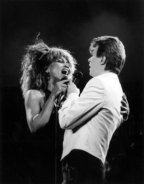 David Bowie and Tina Turner performing "Tonight" at the National Exhibition Centre in Birmingham ...