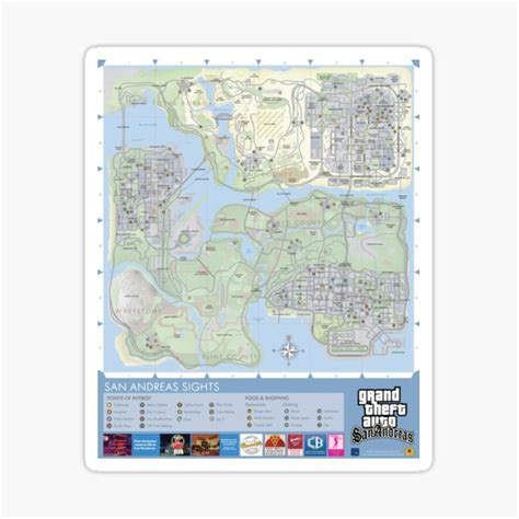 "San Andreas State Map" Sticker for Sale by MEGAZAKO | Redbubble