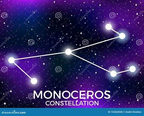 Monoceros Constellation. Starry Night Sky. Cluster Of Stars And Galaxies. Deep Space. Vector ...