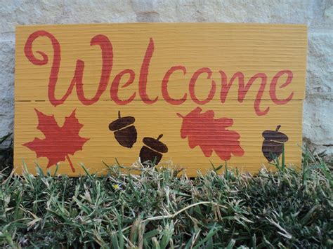 Wooden Fall Welcome Sign