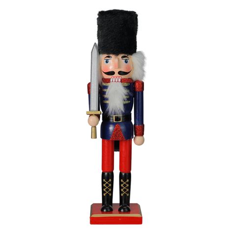 14" Red and Blue Christmas Nutcracker Soldier with Sword - Walmart.com