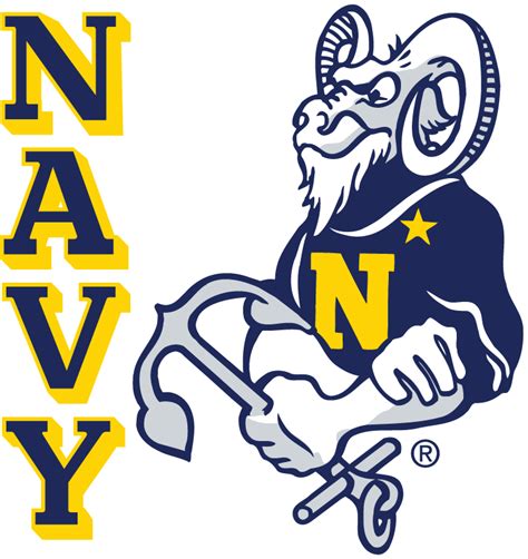 Navy Midshipmen Secondary Logo (1972) - Goat with an anchor near script ...