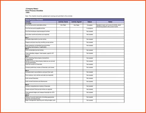 Accounting Month-End Close Checklist Excel Template