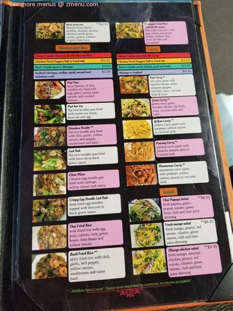 Menu at Pad Thai Restaurant, Clovis