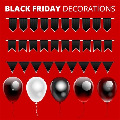 Premium Vector | Set of black friday decorations