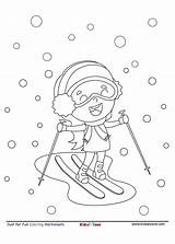 Girl Skiing In Snow Cartoon coloring Page  KidzeZone sketch template