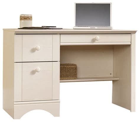 Sauder - Sauder Harbor View Computer Desk in Antiqued White & Reviews | Houzz