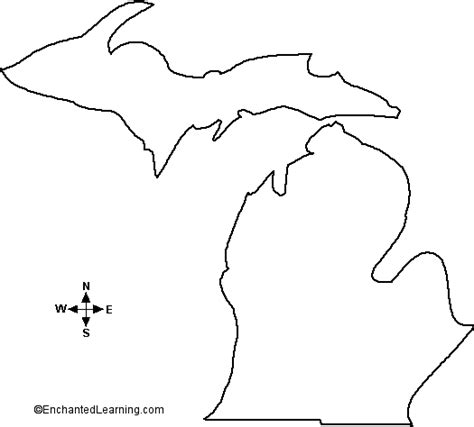 Outline Map Michigan - EnchantedLearning.com