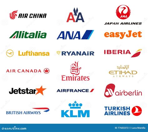 Major Airlines Logos Collection Editorial Photography - Illustration of corporate, emblem: 77603372