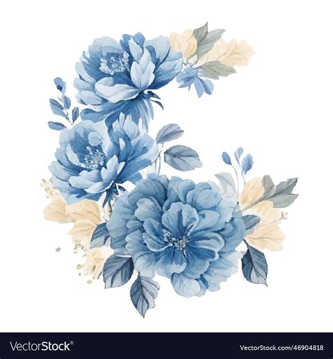 Watercolor blue vintage flowers frame Royalty Free Vector