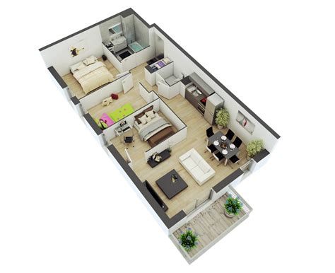 41 Low Cost 2 Bedroom House Floor Plan Design 3D Awesome – New Home Floor Plans