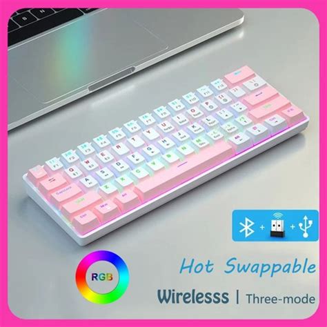 60 Percent 61 Keys Bluetooth Wireless Mechanical Keyboard Three-Mode ...