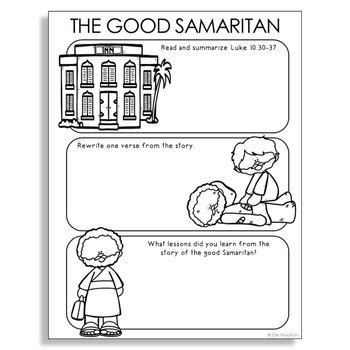 THE GOOD SAMARITAN Bible Story Notes Activity | New Testament Worksheet Lesson