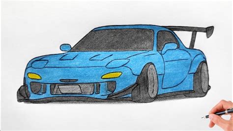 How to draw a MAZDA RX-7 1992 / drawing 3d car mazda rx7 / coloring ...