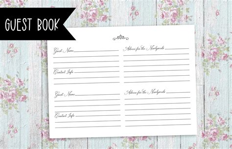 Printable Guest Book Pages