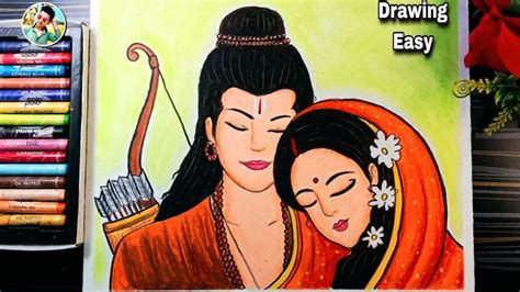 Ram Navami Drawing, Ram Sita drawing with oil pastel, Lord Shree Ram drawing easy | Easy ...