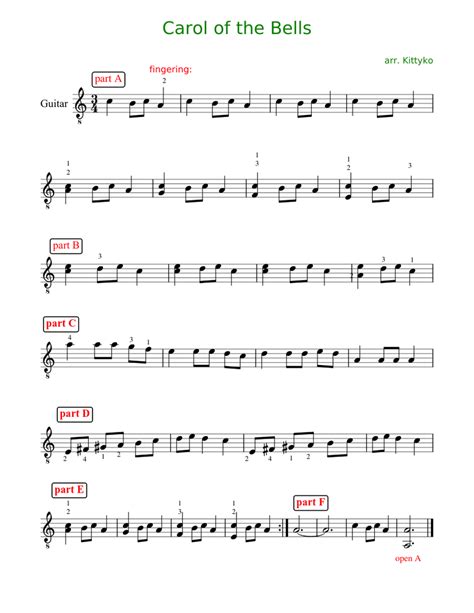 Carol of the Bells for simple guitar Sheet music for Guitar (Solo ...