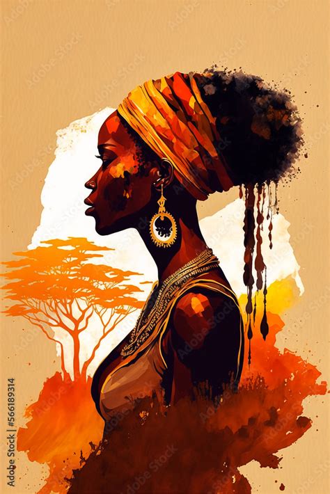 Abstract painting concept. Colorful art portrait of a black woman ...