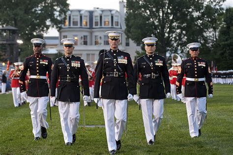 Marine Corps leadership: The parade staff marches during a retirement ...