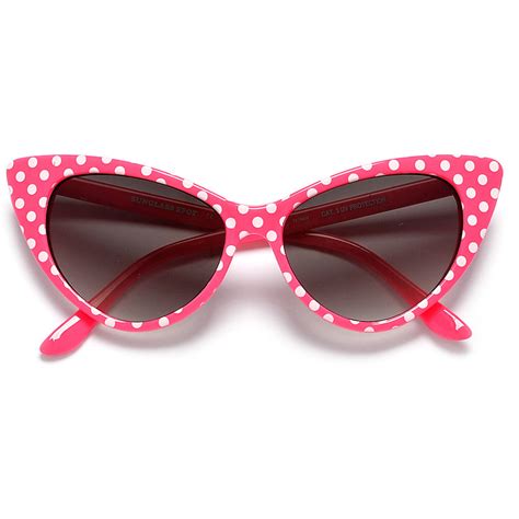 50s Inspired Polka Dot Cat Eye High Fashion Sunglasses - Sunglass Spot