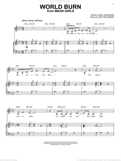 World Burn (from Mean Girls: The Broadway Musical) sheet music for voice and piano